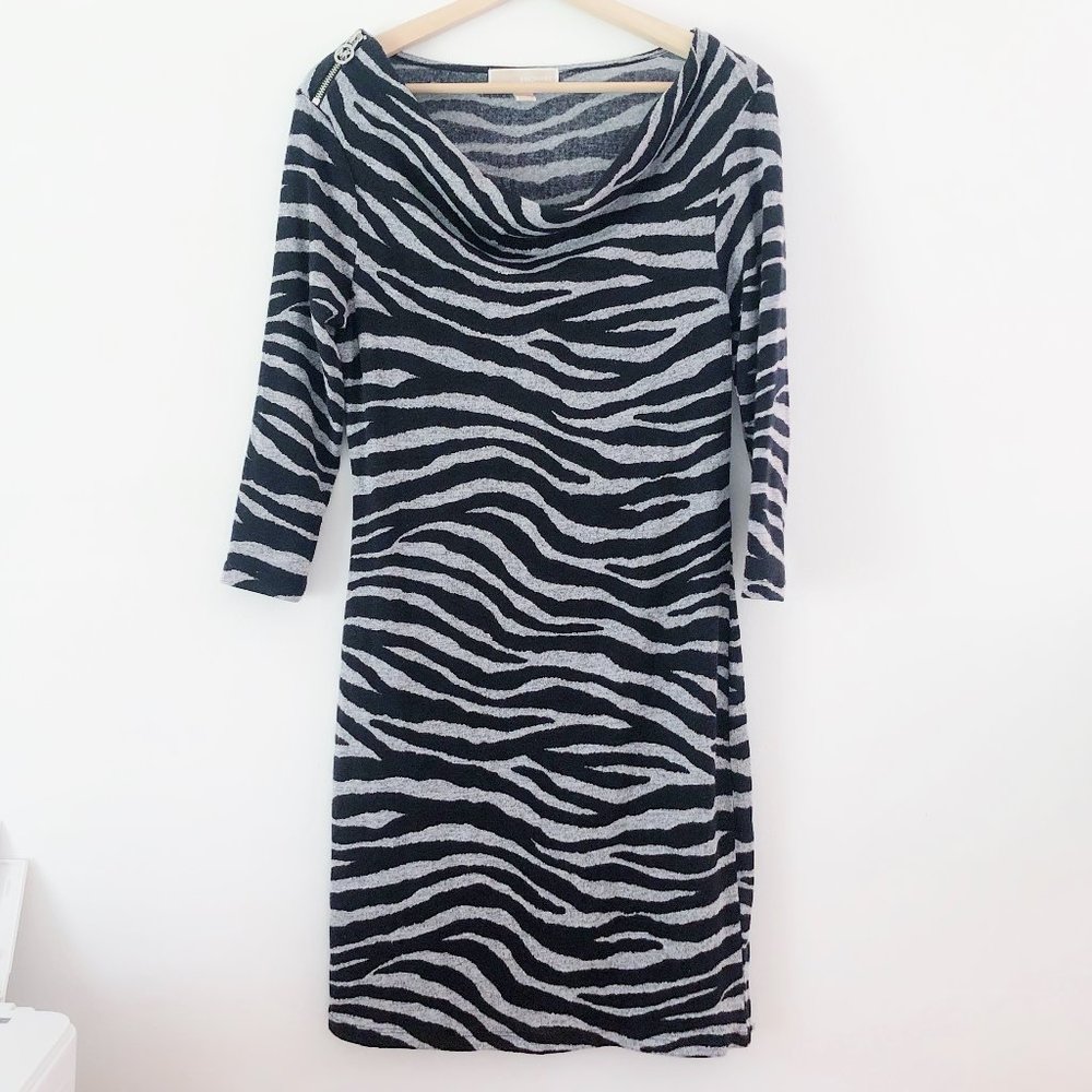 Michael Kors Zebra Gray Black Zebra Dress